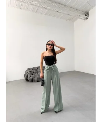 Sante Çi̇zgi̇li̇ Bel Kuşakli Palazzo Pantolon