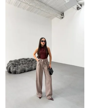 Sante Çi̇zgi̇li̇ Bel Kuşakli Palazzo Pantolon