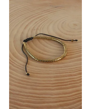 Sarı Renk Makrome Doğal Taş Erkek Bileklik