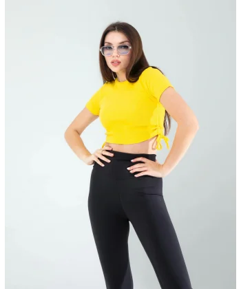 Sarı Yandan Büzgülü Crop