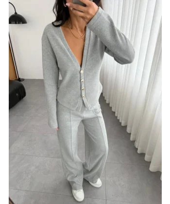 Selanik Kumaş Ön Düğmeli Ceket Çımalı PantolunTakım