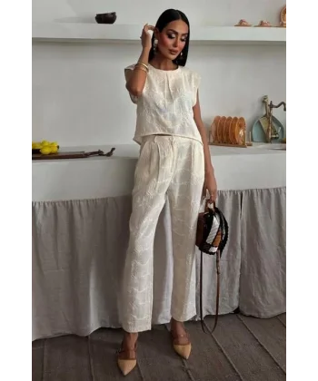 Shalina Süzüne Nakışlı Crop Takım 9796-08