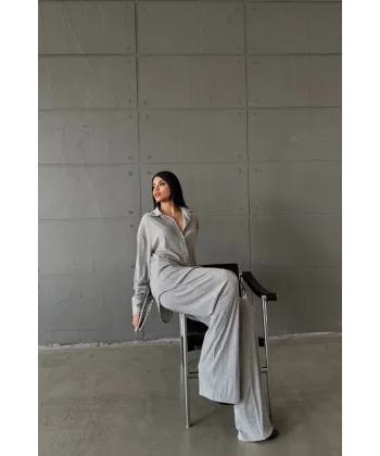 SİMLİ GÖMLEK - PANTOLON TAKIM - Gümüş