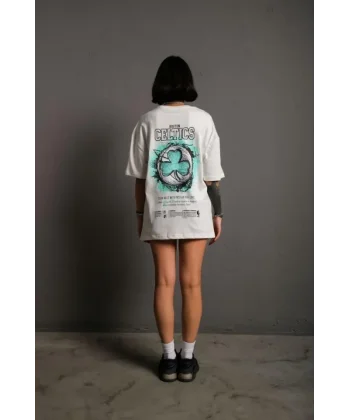 Sırt Baskılı T-shirt - Beyaz