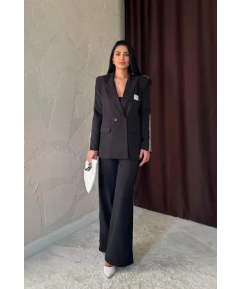 Siyah Alt Üst Yanları Şeritli Takım