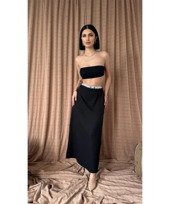 Siyah Beli Lastikli Etek