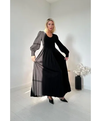 Siyah Bisiklet Yaka Elbise