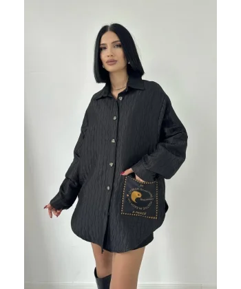 Siyah Cepli Kapitone Gömlek