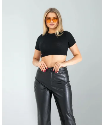 Siyah Fitilli Kaşkorse Mini Bluz