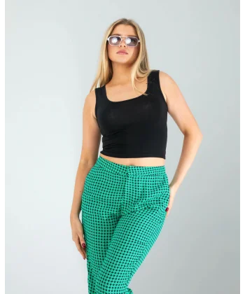 Siyah Kare Yaka Basic Bluz