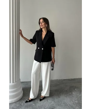 Siyah Kısa Kollu Blazer Ceket