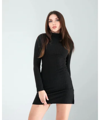 Siyah Mini Triko Elbise