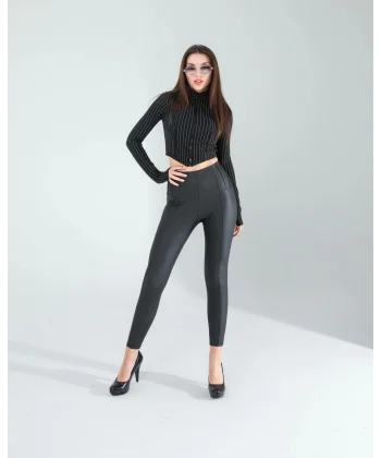 Siyah Nevru Deri Tayt