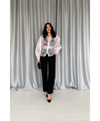 Siyah Yaka Bluz Ve Pantolon Siyah