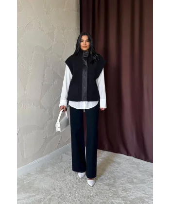 Siyah Yanları Bağlı Yelek