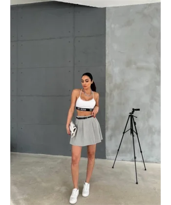 ŞORT ETEK - Gri