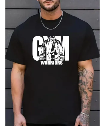 Sporda Günlük Hayata Giyilebilir GYM Baskılı Oversize Bisiklet Yaka Erkek T-shirt - Siyah