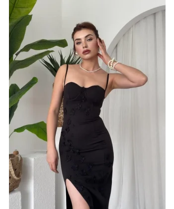 Stor Gül Detaylı Elbise