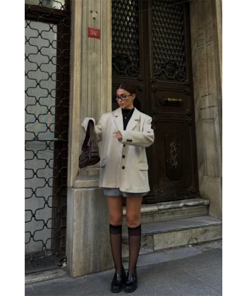 SÜET BLAZER CEKET 3 DÜĞME  Bej