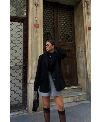 SÜET BLAZER CEKET 3 DÜĞME  Siyah