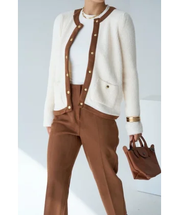 Süetli Hırka  Krem