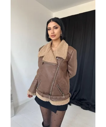Taba Apoletli Kürklü Ceket