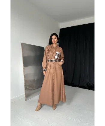 Taba Garnili Etekli Deri Takım