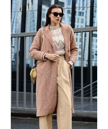 Taba Oversize Uzun Buklet Kaban 9127