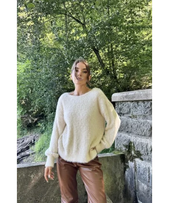 Taş Baklava Desenli Triko Kazak