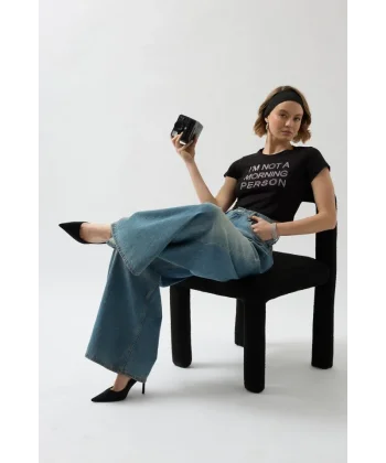 Taş Detay Crop T-Shirt