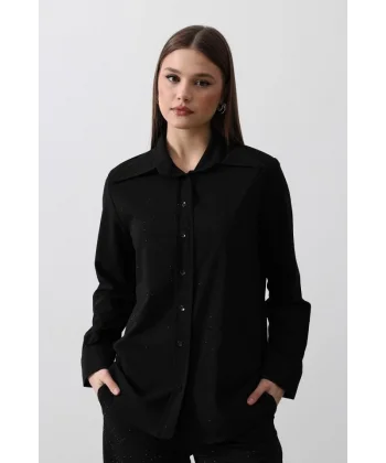 Taş Detaylı Gömlek  iyah