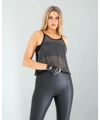 Taşlı Transparan Crop