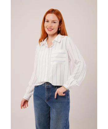 Tek Cepli avi Çizgili Gömlek