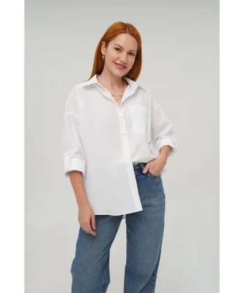 Tek Cepli Ekru Gömlek