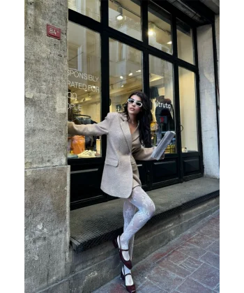 TEK DÜĞE CEKET ŞANE KUAŞ  Bej