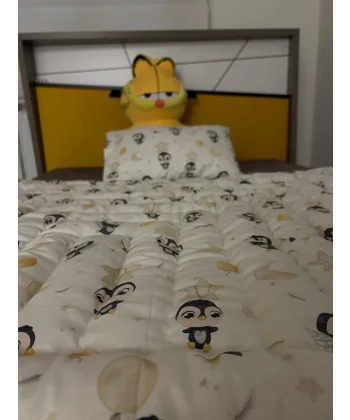 Tek Kişilik Doğal Yün Yorgan ve Yastık Takımı - Beyaz