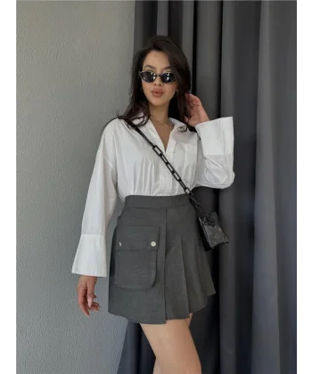 TENİS ETEK BÜYÜK CEP DETAYLI - Antrasit