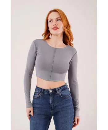 Ters Dikişli Basic Antrasit Body Bluz