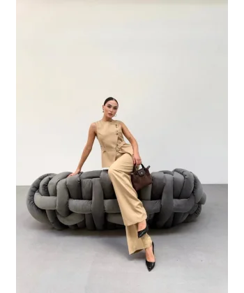 Ti̇na Asi̇metri̇k Yelek Pantolon İki̇li̇ Takim