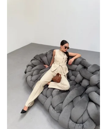 Ti̇na Asi̇metri̇k Yelek Pantolon İki̇li̇ Takim