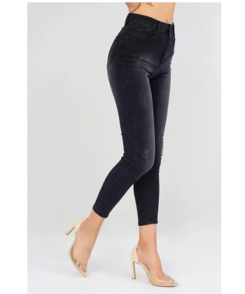 Tırnak Işlemli Yüksek Bel Likralı Kot Pantolon86cm