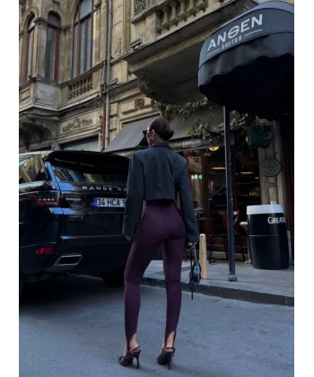 Toparlayıcı Füzo Tayt ikralı Ayak Detaylı  Bordo