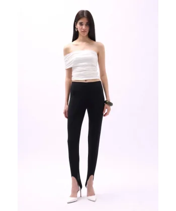 Topuk Detay Yüksek Bel Tayt