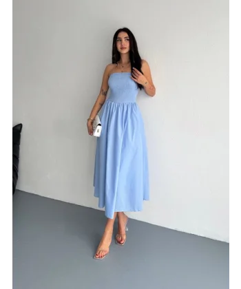 traplez Pileli Elbise  Açık avi