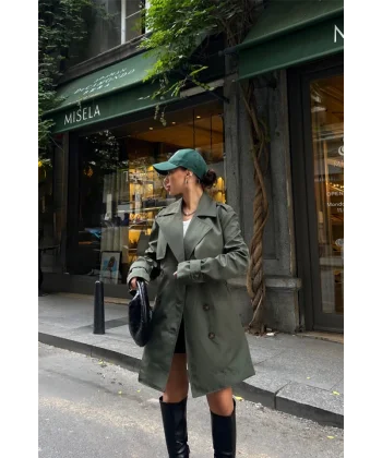 TRENCH KISA ŞANEL BOY - Haki