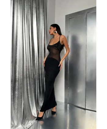 Tül Garnili Payetli axi Elbise