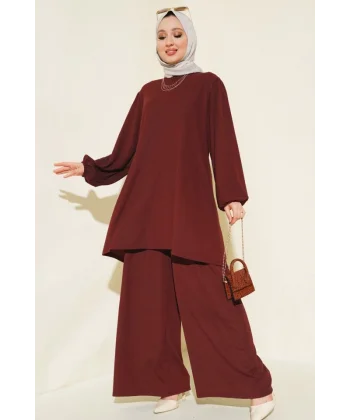 Tunik Pantolon Alt Üst Takım 6663 - Bordo