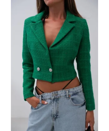 Tüvit Crop Blazer Ceket