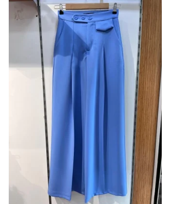 Üç Düğme Detayli Palazzo Pantolon