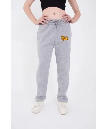 Üç İplik Baskılı Eşofman Pantolon  Gri